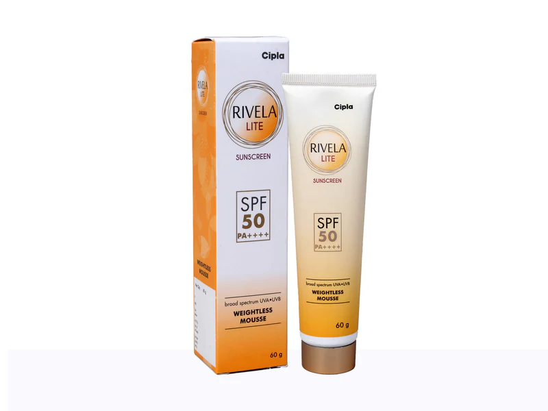 Rivela Lite Sunscreen SPF 50+ PA ++++ Cream Weightless Mousse, 120g ( Pack of 2 )