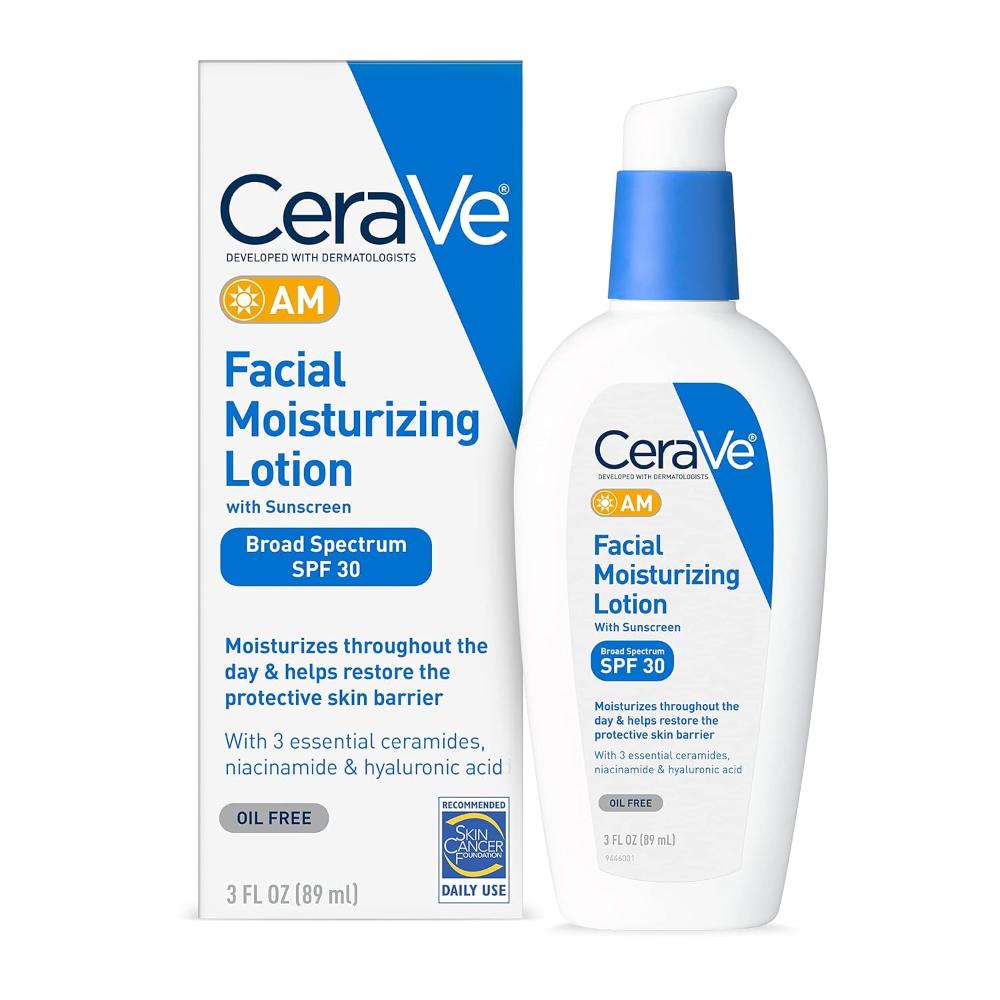 CeraVe AM Facial Moisturizing Lotion with Sunscreen SPF 30, Oil-Free Face Moisturizer with SPF, 89 mL