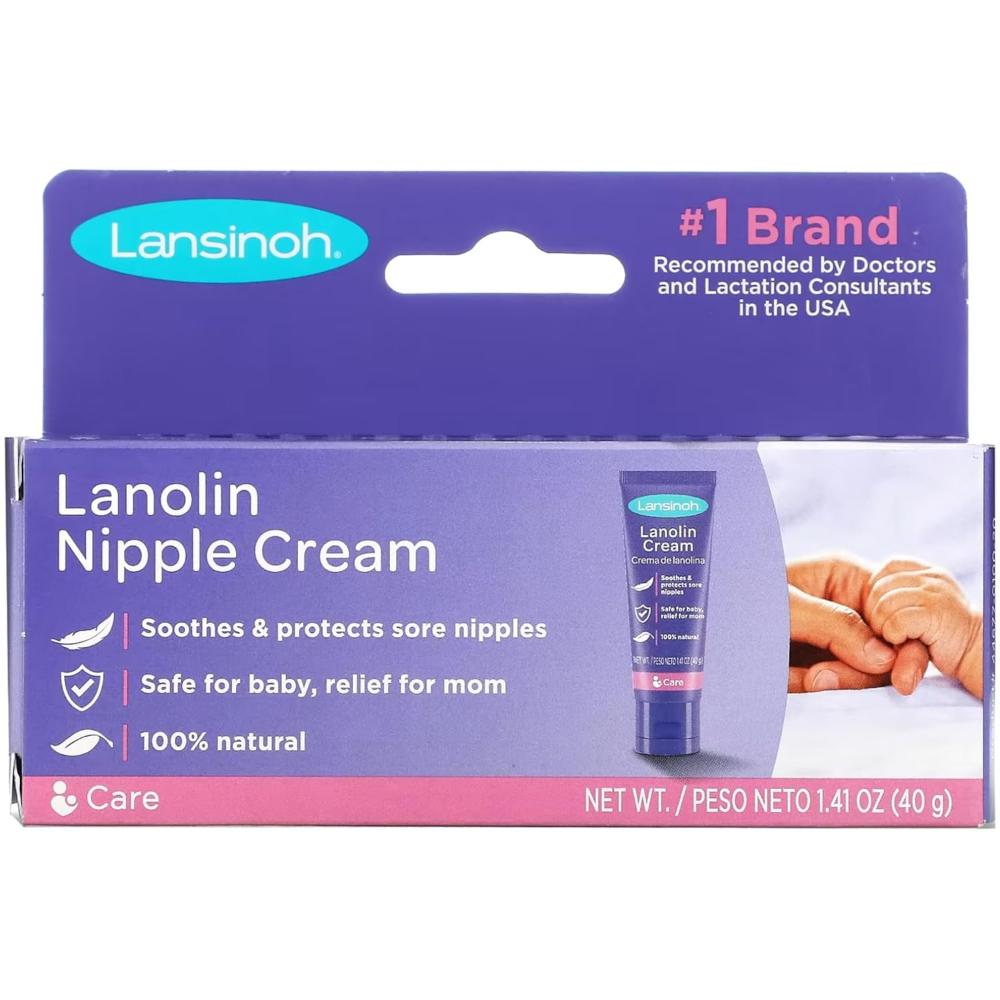 Lansinoh Lanolin Nipple Cream Safe for Breastfeeding Baby, 100% Natural Nipple Butter for Mom, Breastfeeding Essentials 40G