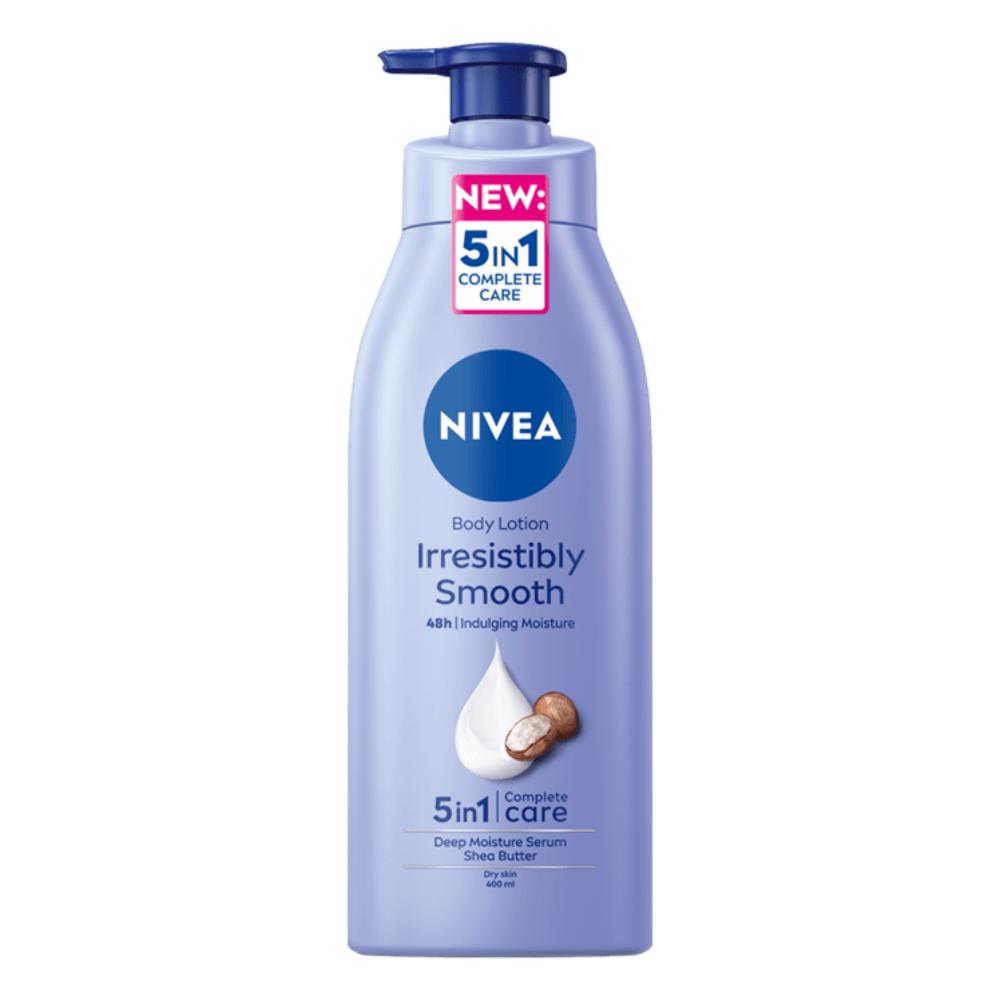 NIVEA Irresistibly Smooth Body Lotion 5 in 1 Complete Care With Shea Butter Dry Skin 400mL