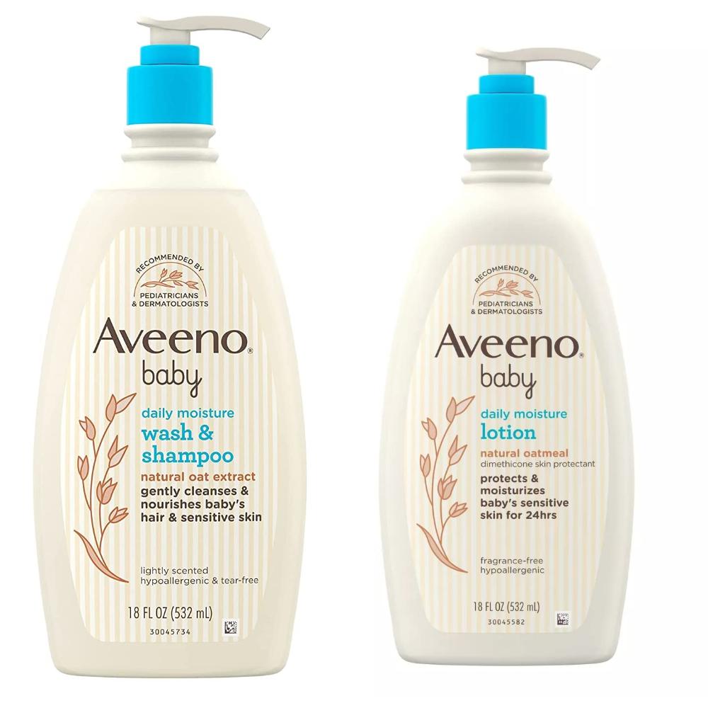 Aveeno Baby Daily Moisture Lotion & Baby Wash & Shampoo 532 Combo Set