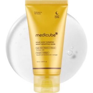 Medicube Kojic Acid Turmeric Overnight Wrapping Peel Off Mask, Brightens & Defends Against Skin Stress for a Clear, Glowing Complexion, Korean Skincare