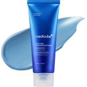 MedicubeZero Pore Blackhead Mud Facial Mask - Skin Cooling & Tightening - 3 Minute Quick Dry Pore Care Formula with AHA, BHA, PHA, and Pore-Purifying Clay - Korean Face Mask 100G